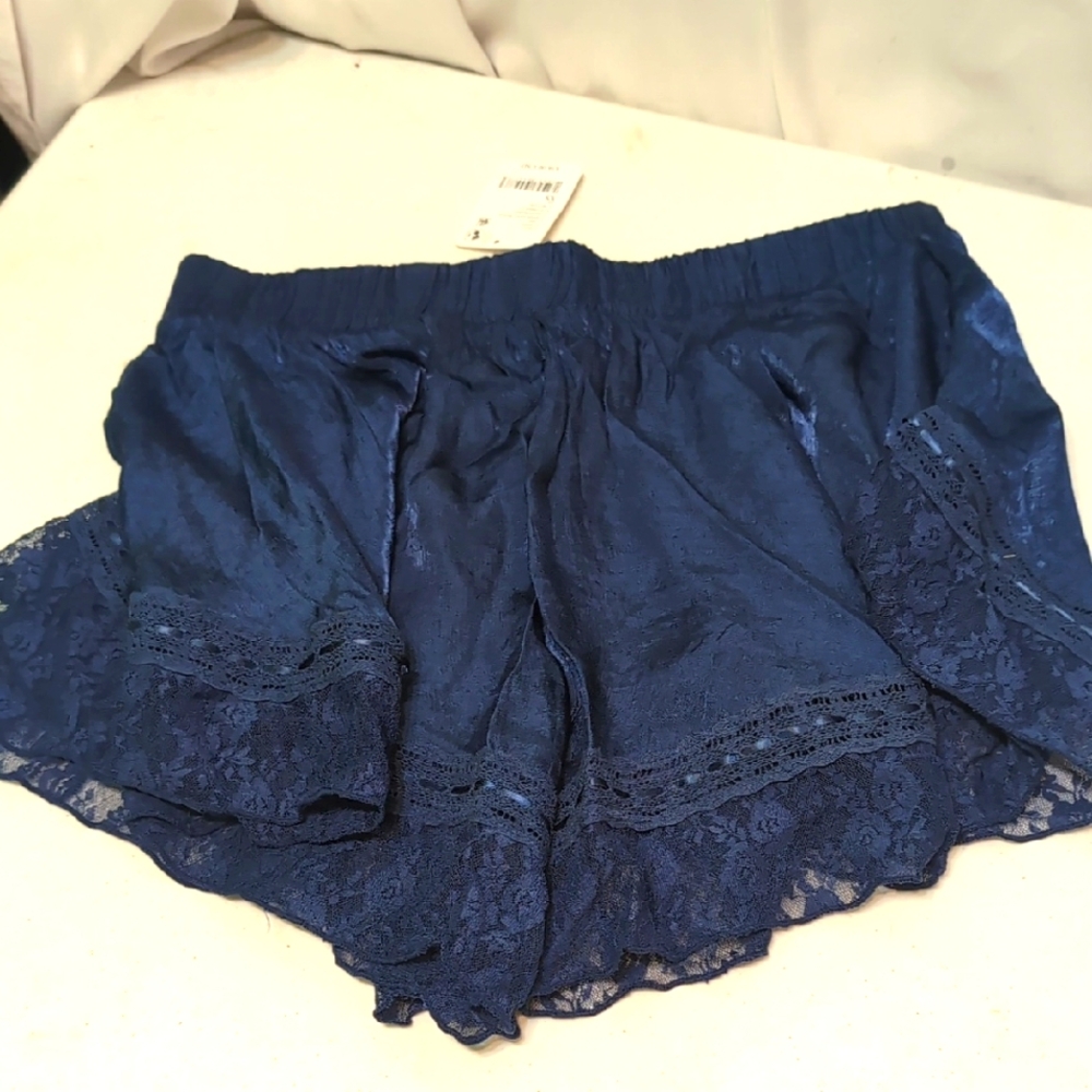 Navy Lace Trim Sleep Shorts